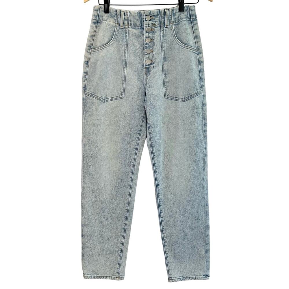 Veronica Beard Arya Straight High Rise Jeans Women 27 Sky Wash Button Fly